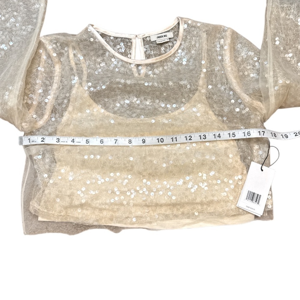 Jason Wu 3 Layer Cropped Sequin Evening Top - Picture 6 of 8